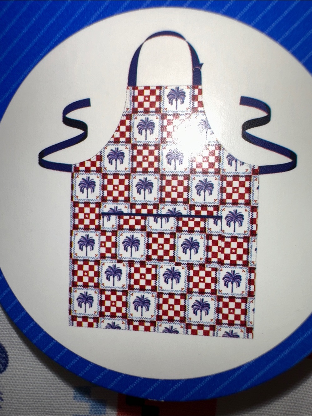 Palm Checkered Orange and Blue Grilling Apron -